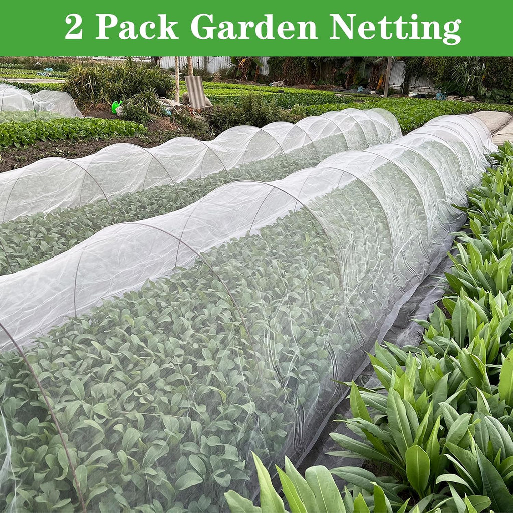 2 Pack 10X43FT Garden Netting for Raised Beds, Ultra Fine Insect Netting for Vegetable Flowers Fruits Greenhouse Crops
