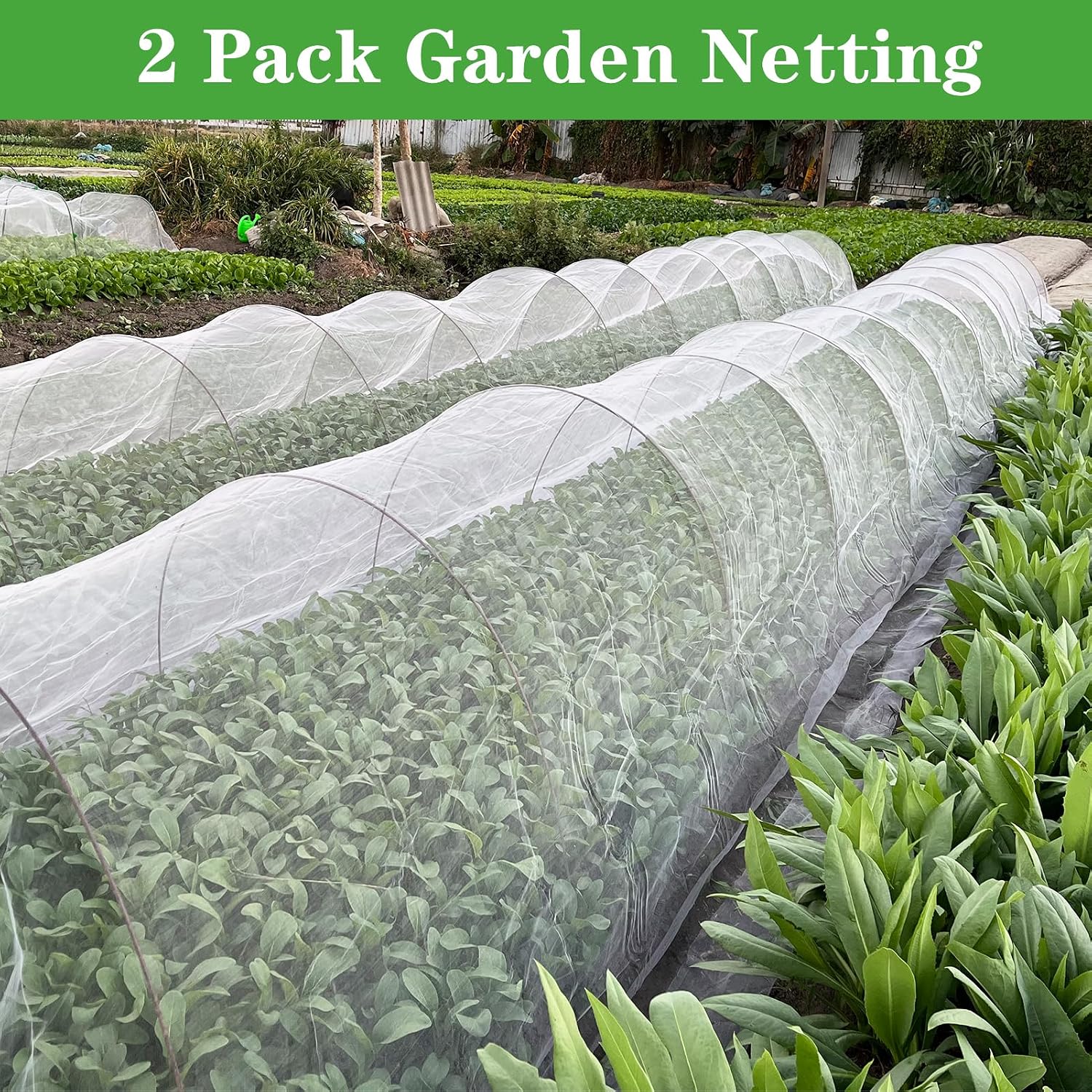 2 Pack 10X43FT Garden Netting for Raised Beds, Ultra Fine Insect Netting for Vegetable Flowers Fruits Greenhouse Crops