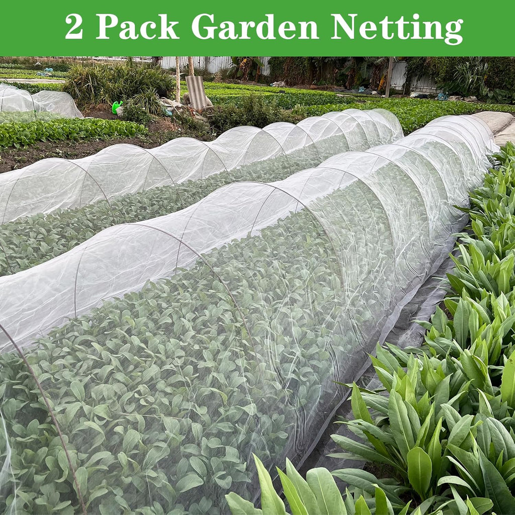 Garden Netting, 2 Pack 10X39.3FT Ultra Fine Insect Netting for Vegetable Flowers Fruits, Garden Mesh Plant Cover Row
