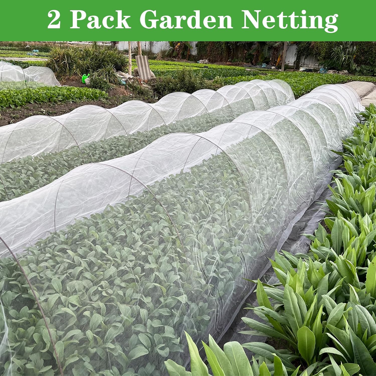Garden Netting, 2 Pack 10X39.3FT Ultra Fine Insect Netting for Vegetable Flowers Fruits, Garden Mesh Plant Cover Row