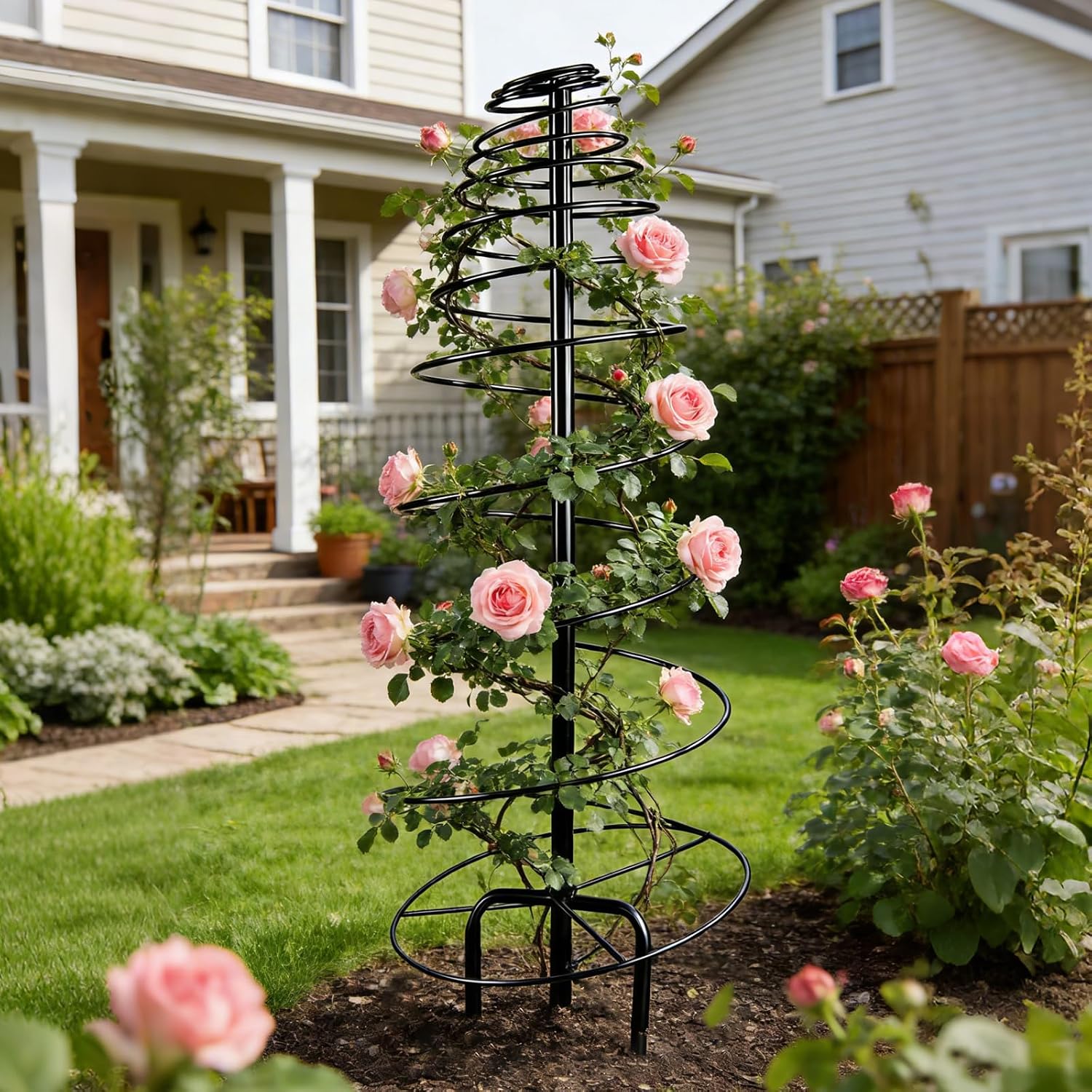 2 Pack Spiral Metal Trellis for Climbing Plants Outdoor-75 Adjustable | Plants Trellis Support, Metal Garden Trellis