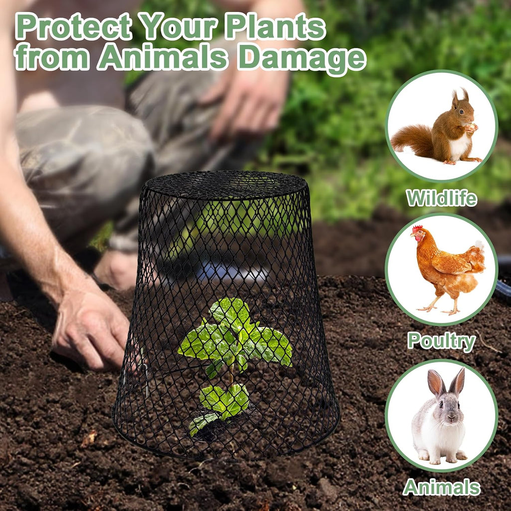 10 Pcs 9.13"×9.13" Chicken Wire Cloche Plant Covers Garden Netting Metal Heavy Duty Plant Protectors from Animals for