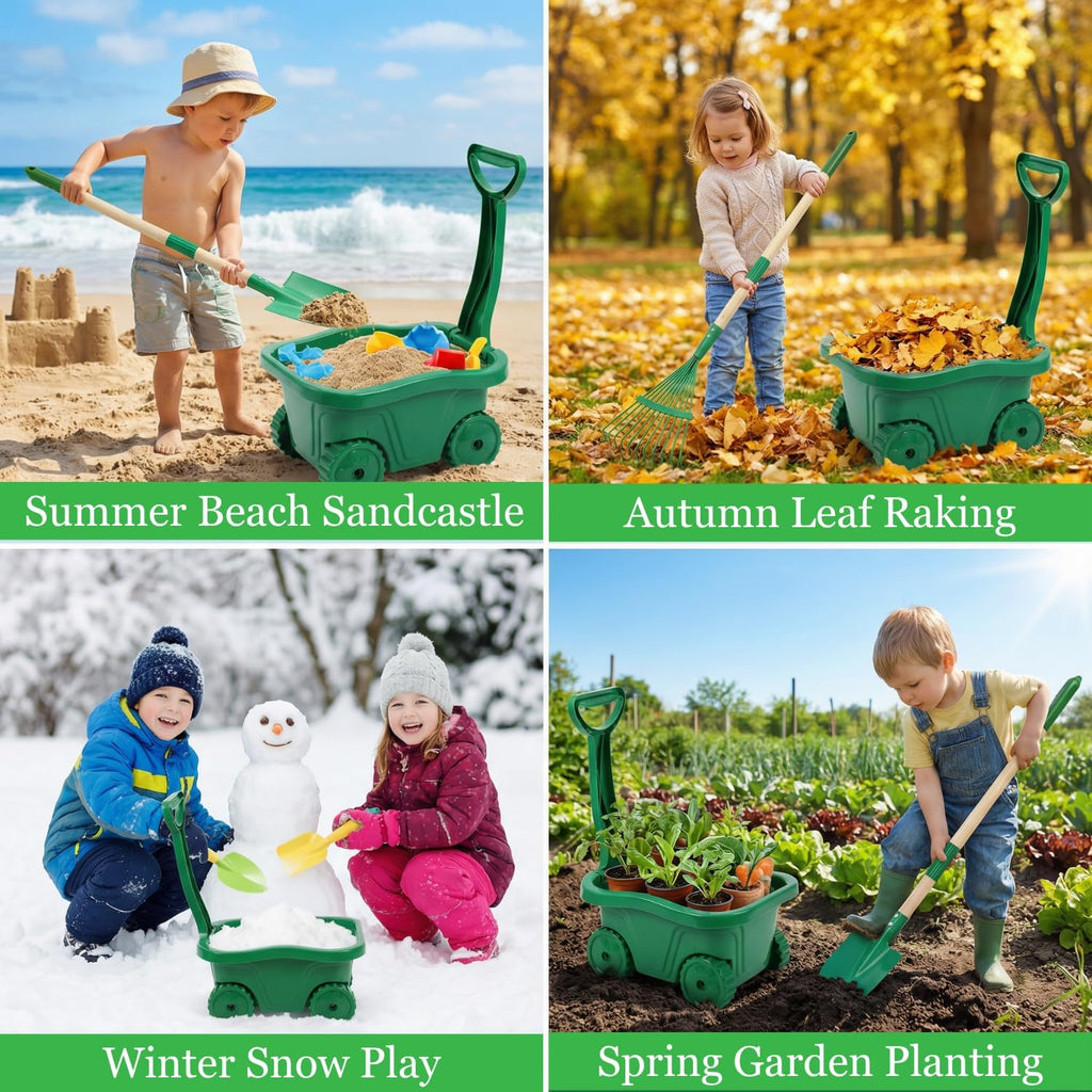 Kids Gardening Tools Set with Wheelbarrow - 13Pcs Heavy-Duty Outdoor Toys for Kids Ages 3-8 Boys & Girls, STEM