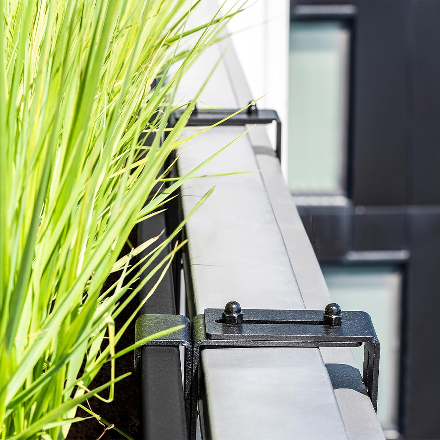Veradek Block Series Railing Planter - Outdoor Window Box with Bracket | Made From Durable Plastic With Adjustable