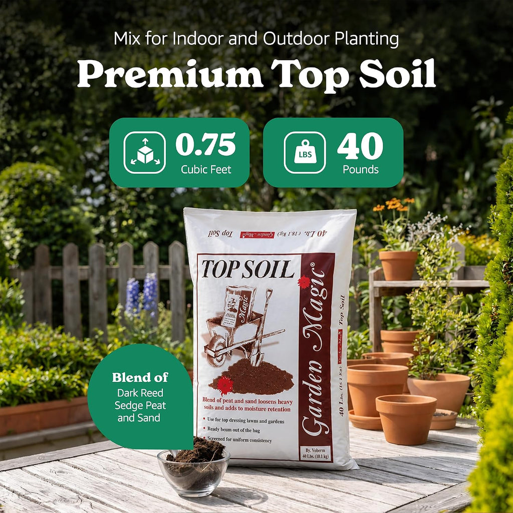 Michigan Peat Garden Magic Organic Potting Topsoil Mix, 40 lb, 8-Pack | Moisture Retaining Organic Blend for Indoor and