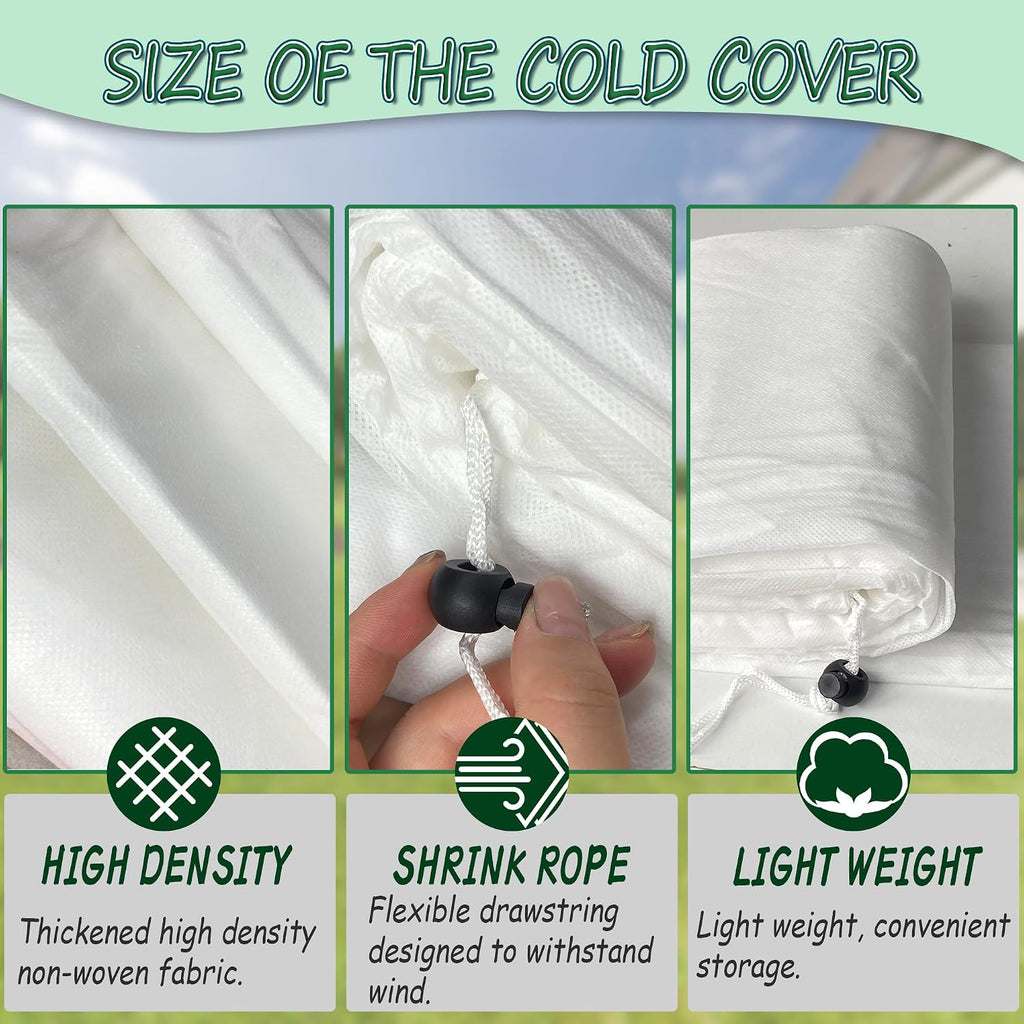 Rectangular Plant Cover Frost Big Size for 8×4×2FT Non Woven Fabric Garden Bed Cover with Zip Drawstring for Winter