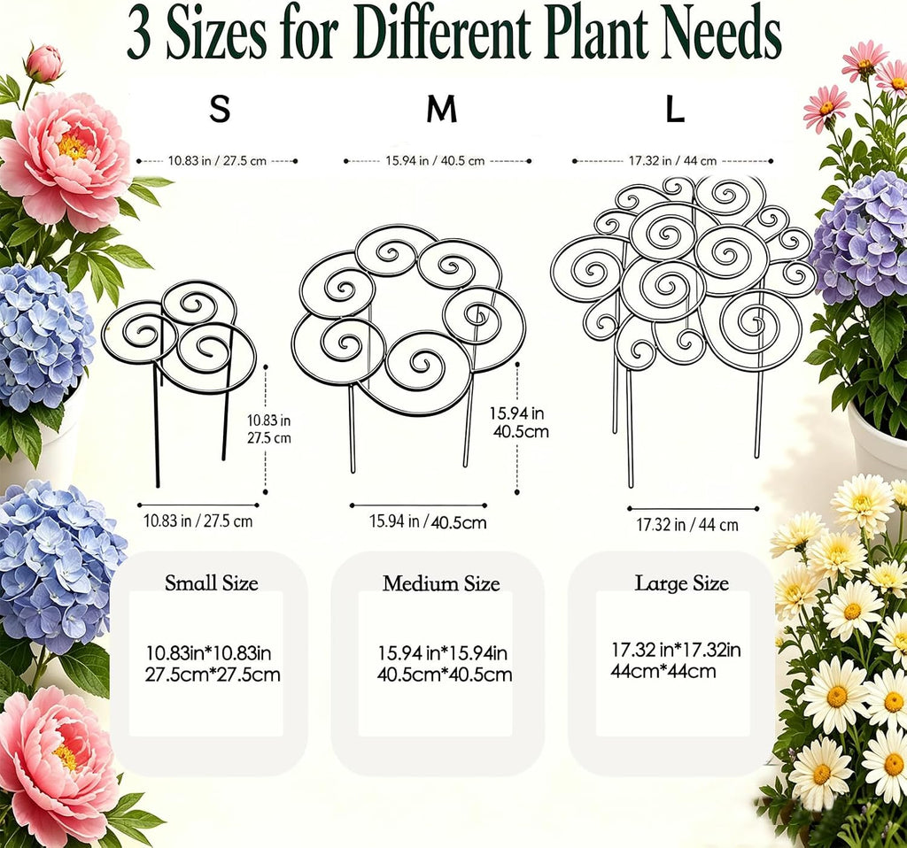 Metal Plant Support Ring, Heavy-Duty Peony & Dahlia Cages and Supports | Stackable Flower Support for Indoor & Outdoor