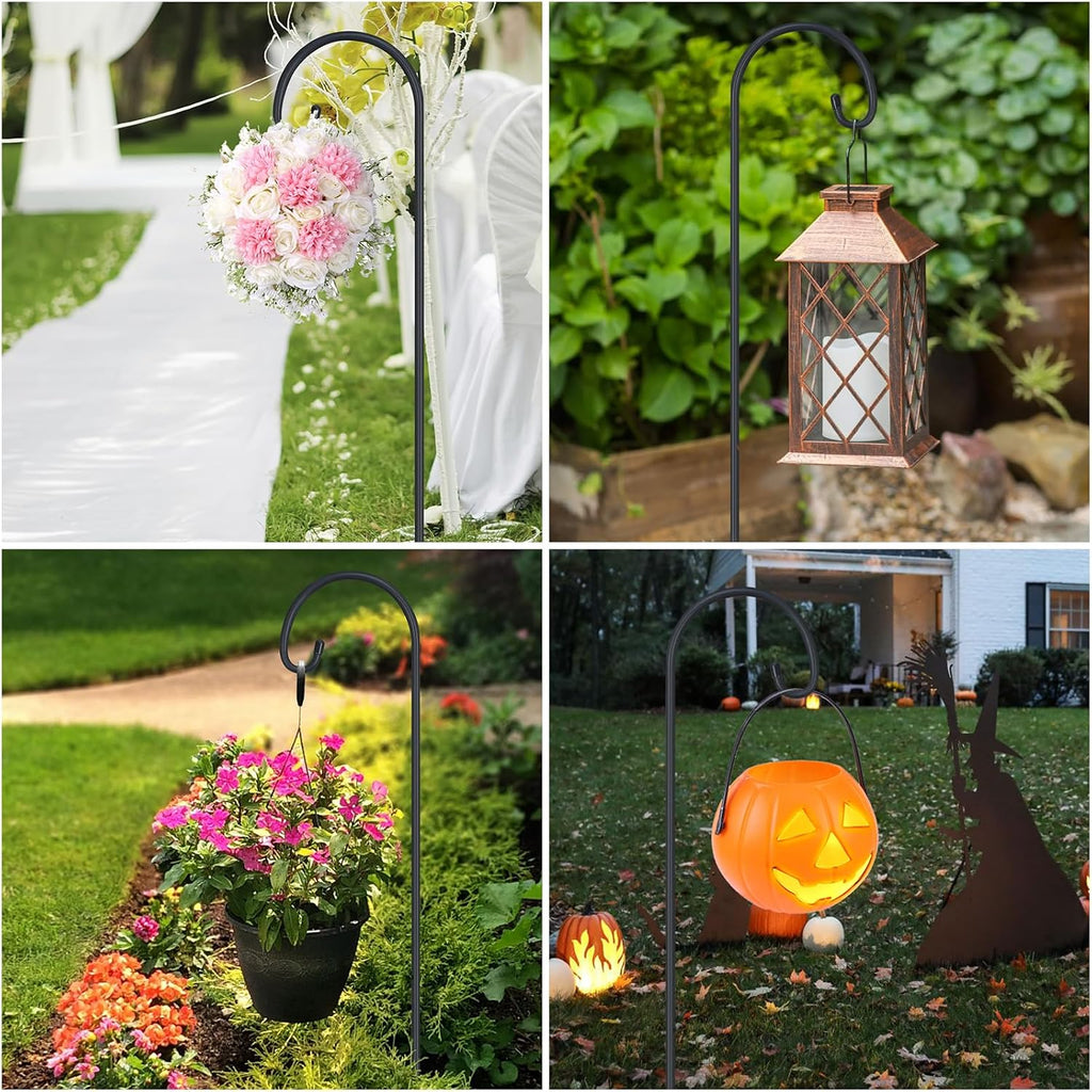 32" Small Shepherd Hooks for Outdoor, Adjustable Decorative Garden Hooks for Solar Lanterns, Hanging Plants, Wind