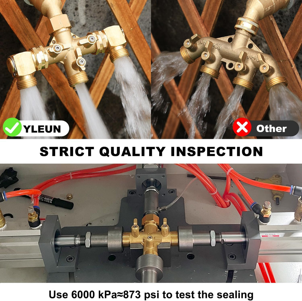 Garden Hose Splitter High Flow Splitter with Swivel elbow Connect Brass Hose Splitter with Shut Off Valves 3 way Hose