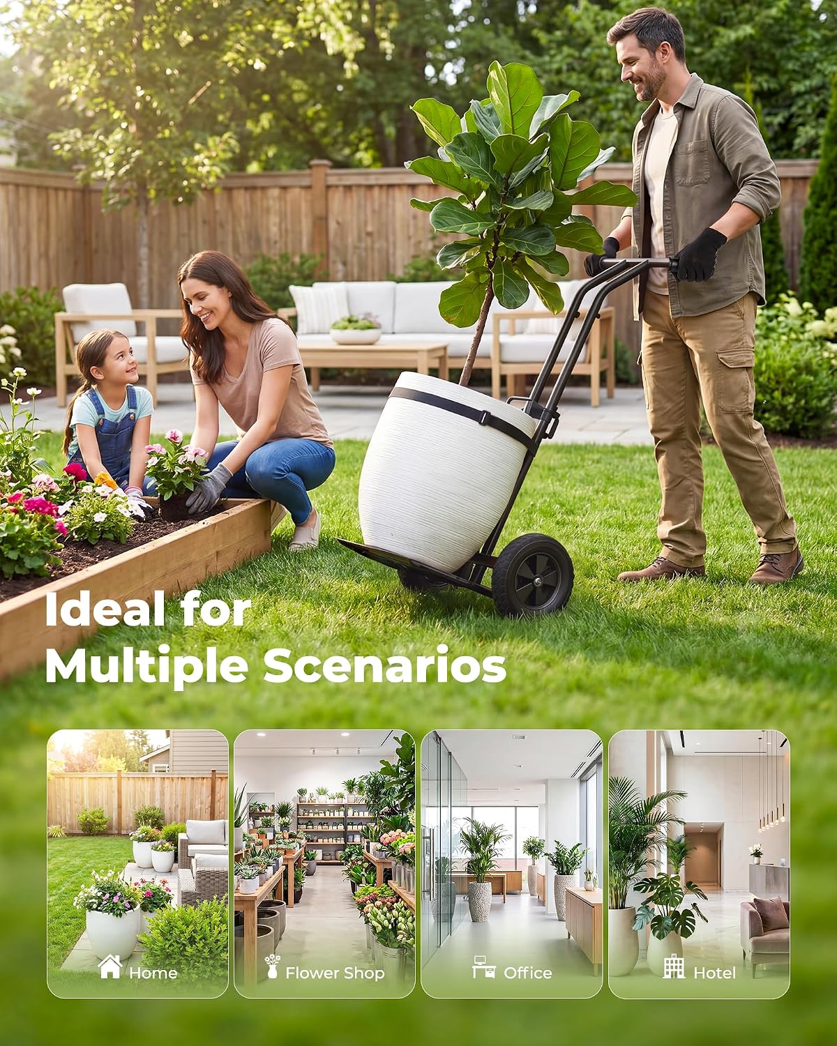 Brightown-Plant-Caddy-with-Wheels Heavy Duty, 200 Lbs Ergonomic Plant Dolly | Plant Dolly for Elderly with Adjustable