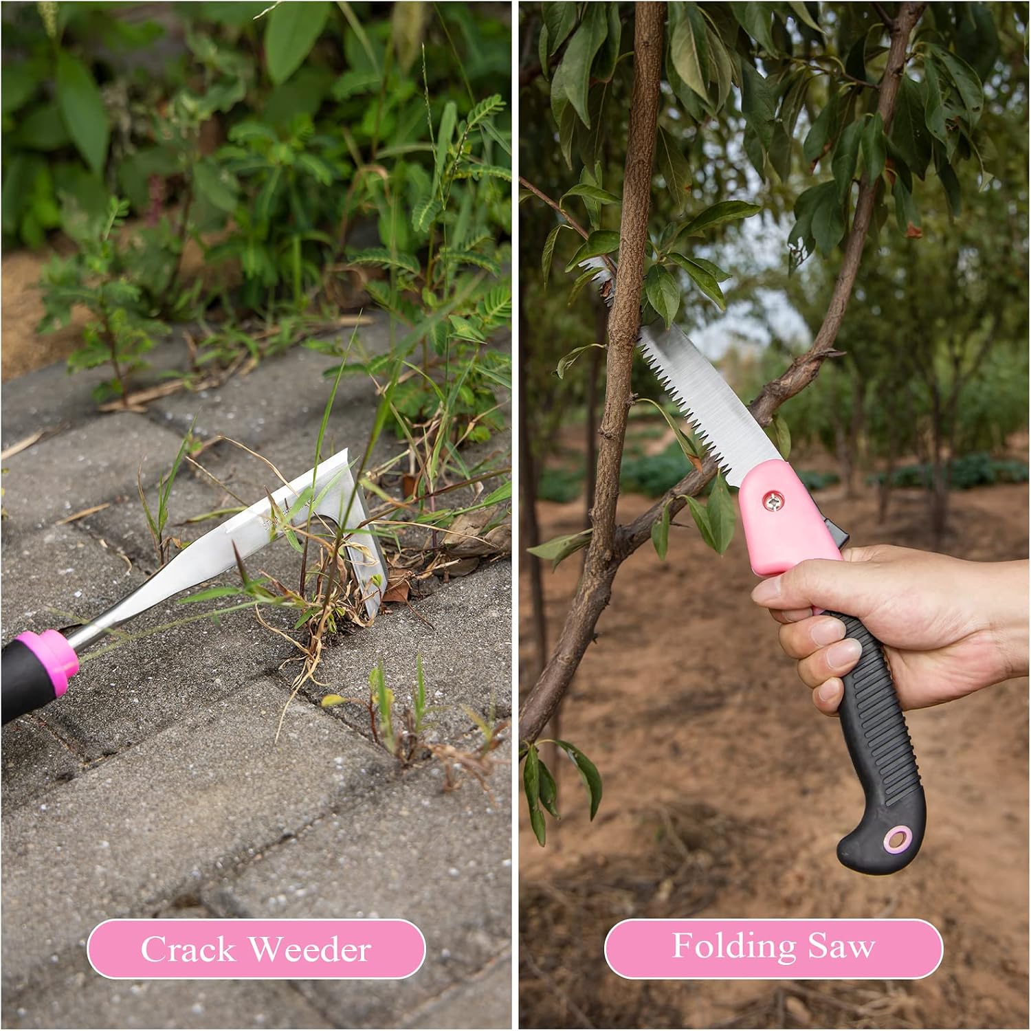Pink Garden Tool Set Gardening Items for Women - 24PCS Heavy Duty Garden Tools with Detachable Storage Bag, Succulent