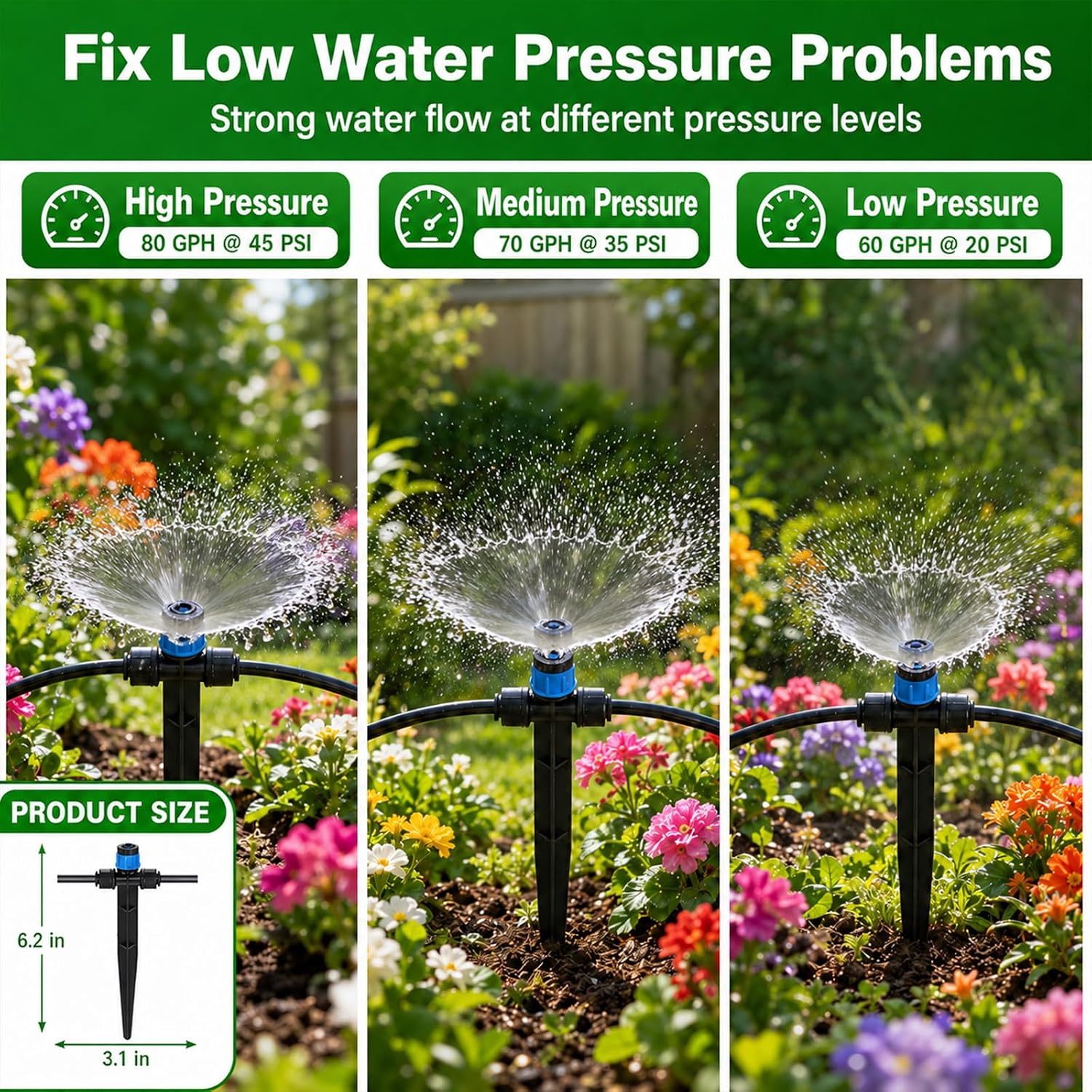 50 FT 1/2 Inch Drip Irrigation Tubing Kit:Premium Garden and Landscape Watering System-Drip Irrigation Hose with 2