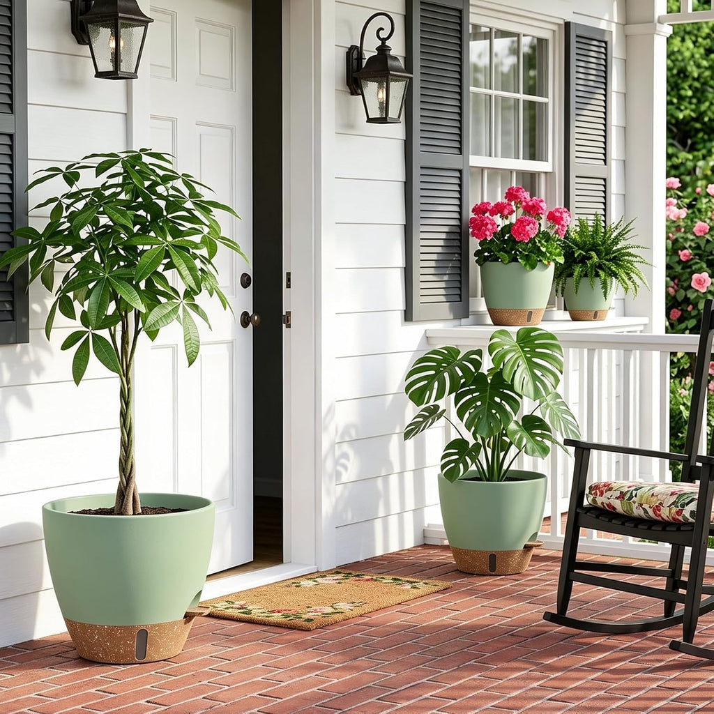 Plant Pots, 12" 10" 6" 8" Inch Self Watering Pots with Water Level Indicator, Set of 5 Flower Pots Indoor with Drainage