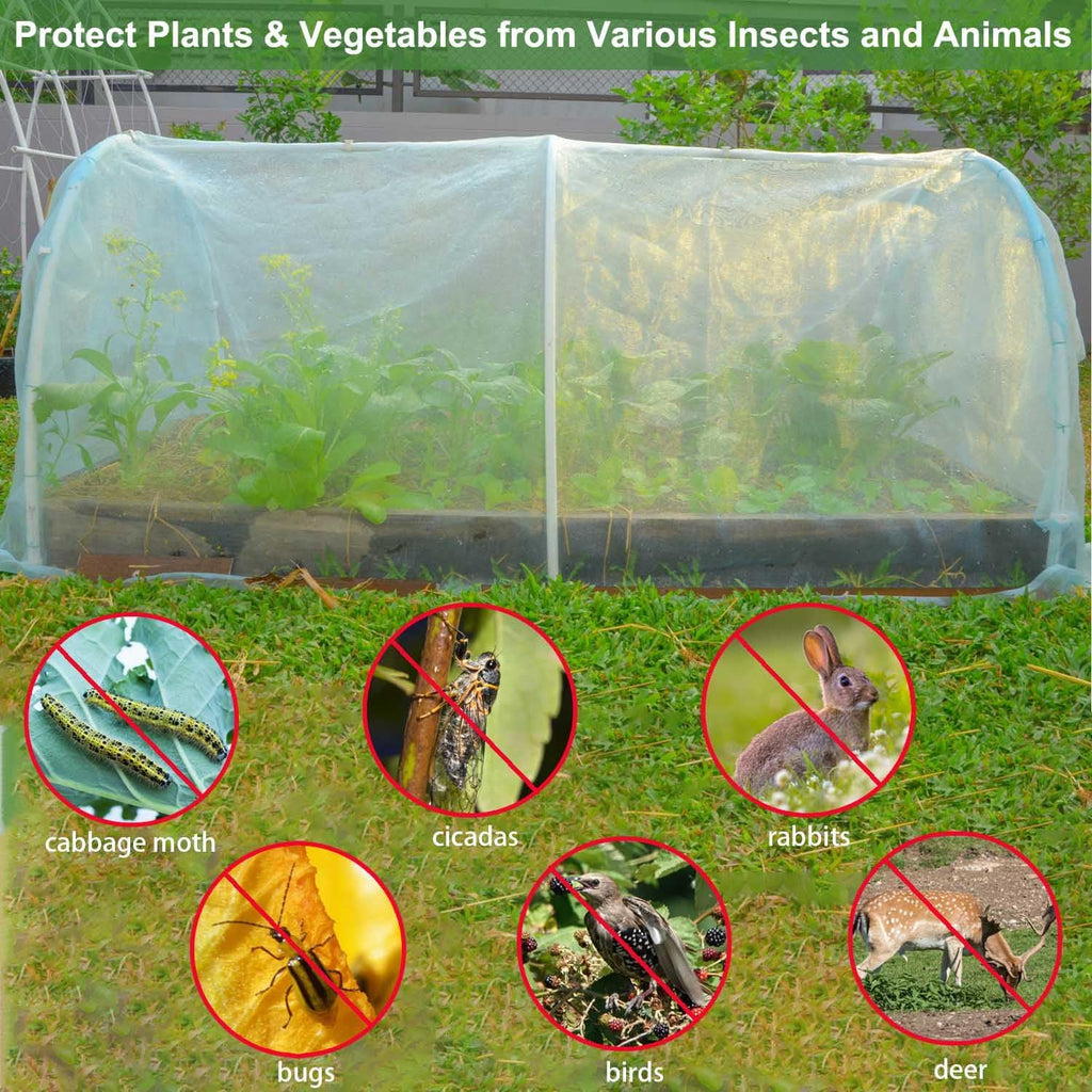 KLEWEE 10 x 50 FT Garden Mesh Netting, Ultra Fine Mesh Plant Netting Covers | Garden Netting for Raised Beds Vegetable