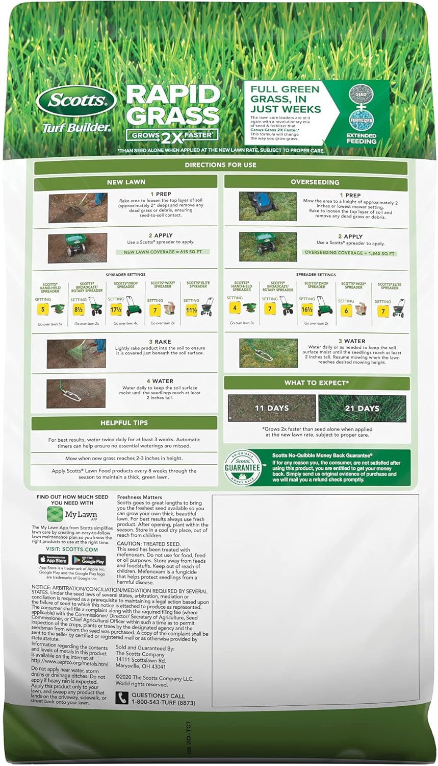Scotts Turf Builder Rapid Grass Tall Fescue Mix, 5.6 lbs. | Combination Grass Seed and Fertilizer for Lawns, Lawn Seed