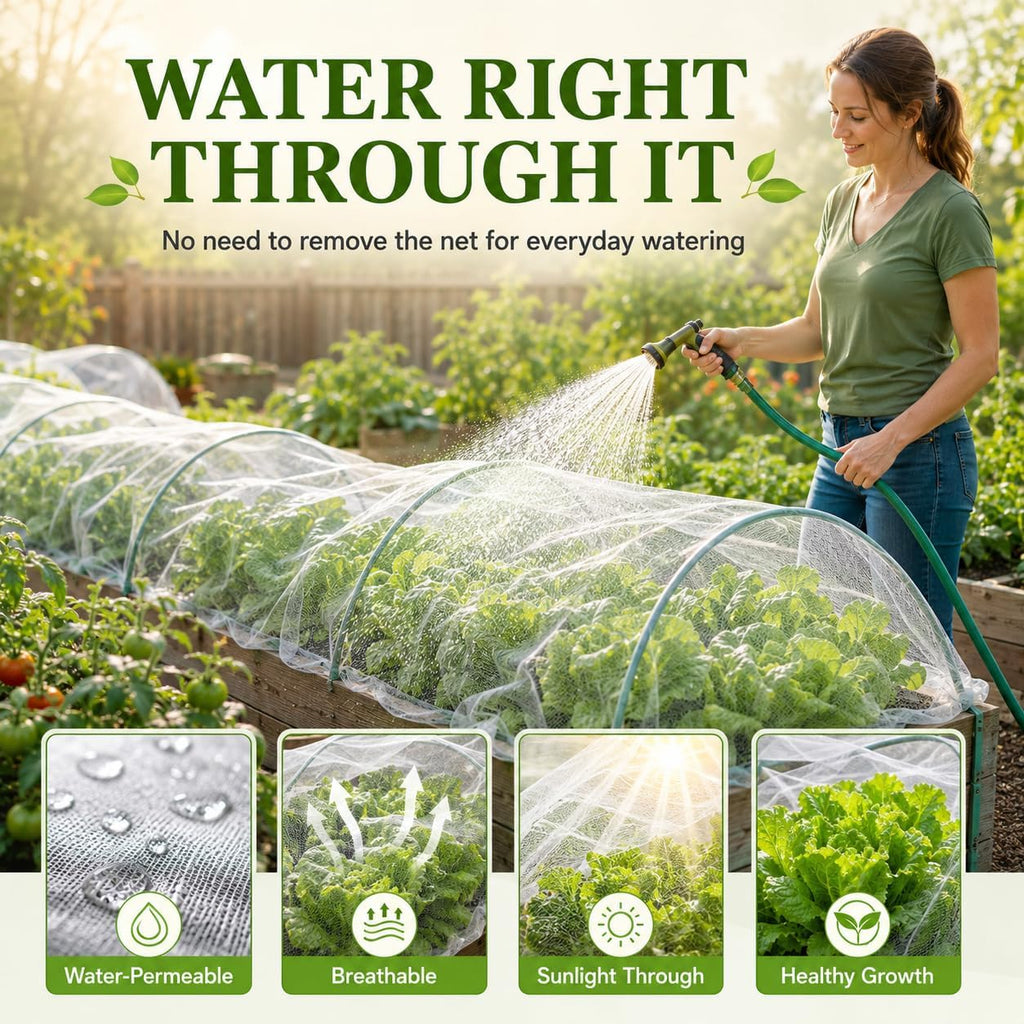 10 ft x 50 ft Garden Mesh Netting,Ultra Fine Plant netting for garden protection, garden netting for raised beds