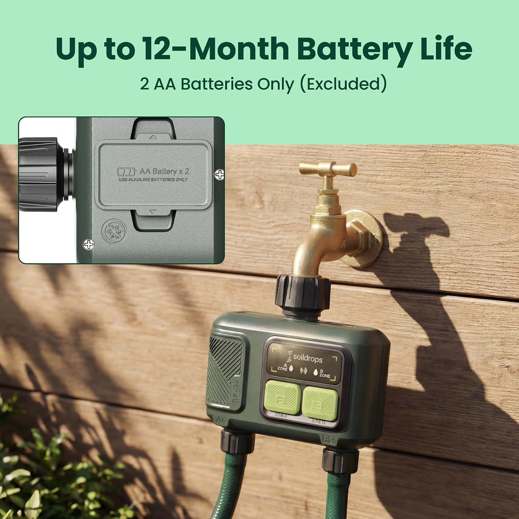 WiFi Water Timer Smart Irrigation Controller with Gateway | 984ft RF range, 8-month battery life, weather delay, OTA