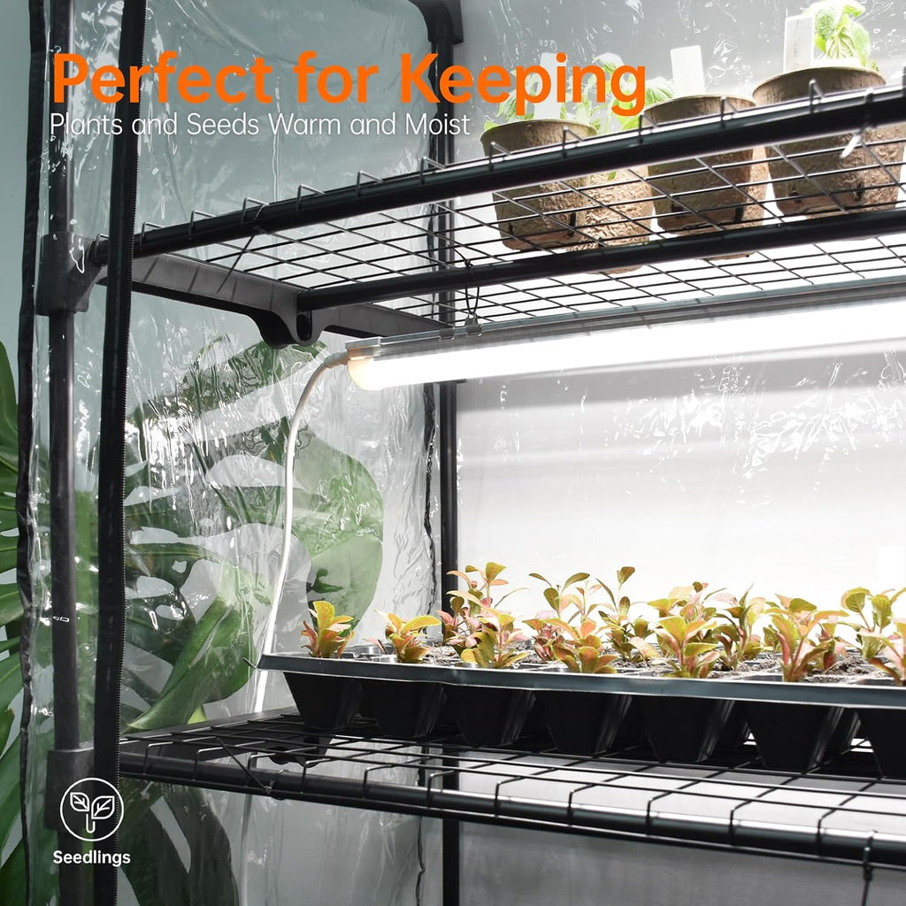 Indoor Greenhouse with Grow Light, 4x20W Plant Lights with Timer | Plant Shelf with Tent, 27.2x19.9x61.8in, Ideal for