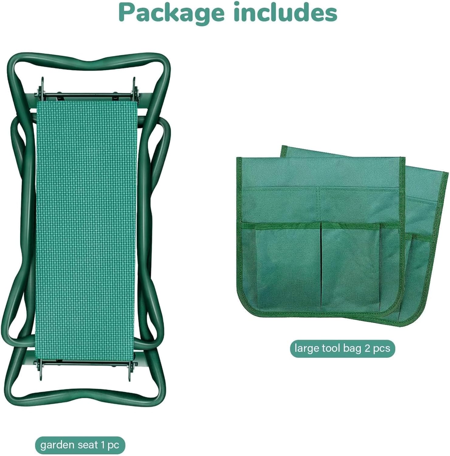 iPower Garden Kneeler and Seat with Sturdy Soft EVA Foam Pad, Foldable Kneeling Bench, 2 Tool Pouches Included, for