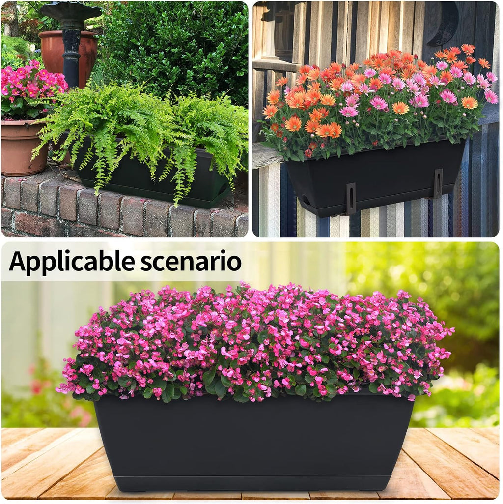 CHUKEMAOYI Window Box Planter, 10 Pack Plastic Vegetable Flower Planters Boxes 17 Inches Rectangular Flower Pots with