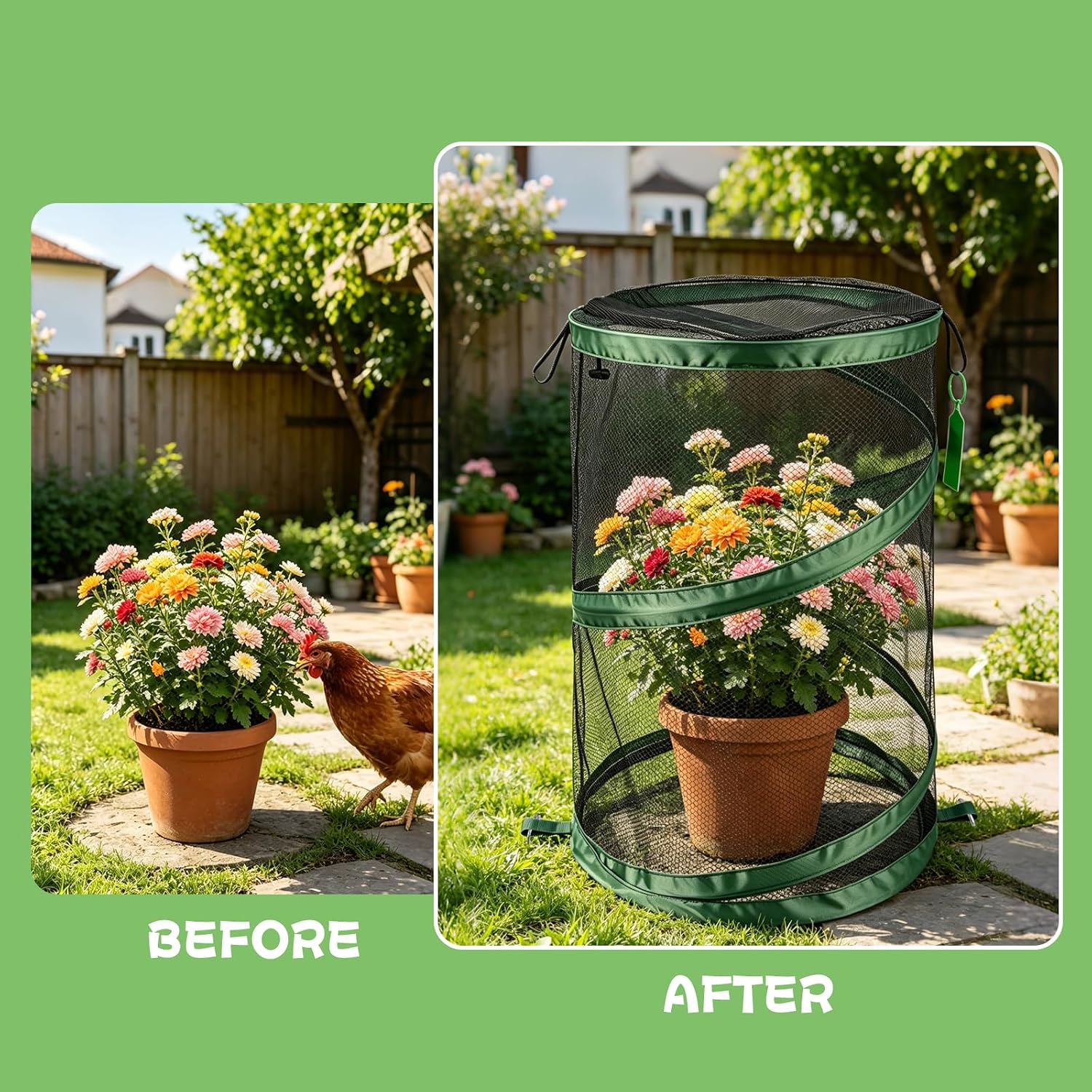 3Pcs Pop Up Plant Covers from Animals-20"x14" Foldable Mesh Plant Protector | Plant Tent Cover, Garden Insect Barrier
