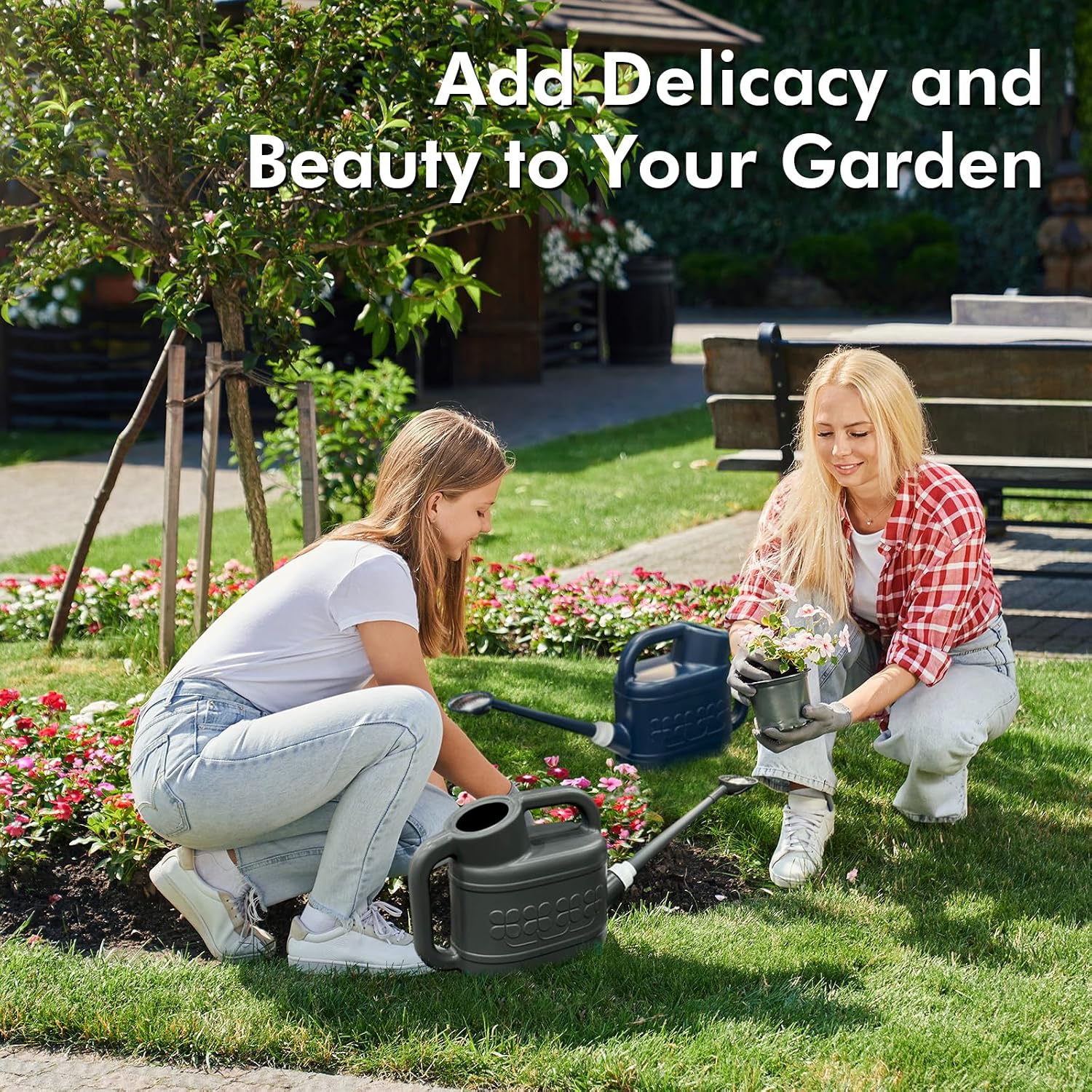 2 Gallon Watering Can, Outdoor Watering Can, Long Spout Large Water Can | Plant Water Can, Removable Long Spout
