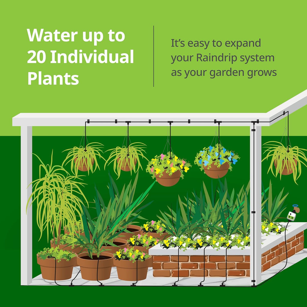 Raindrip R560DP Drip Watering System, Automatic Drip Irrigation System with Timer for Containers and Hanging Baskets