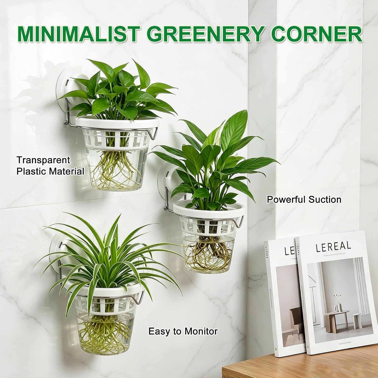 3 Pcs Window Propagation Stations Plastic Wall Hanging Planter with Suction Cup Holder Window Mounted Plant for