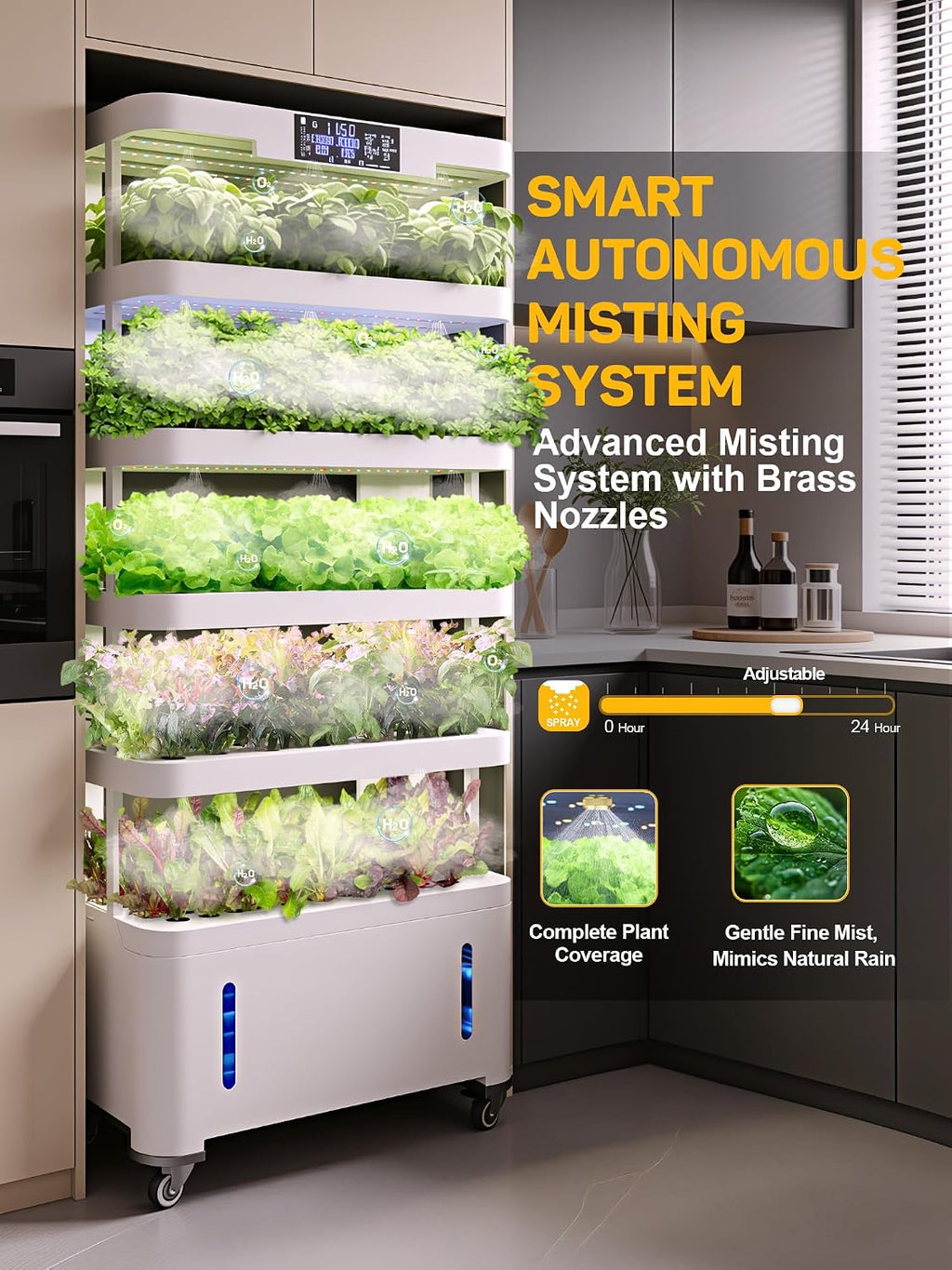Large Hydroponics Growing System,148 Pod Vertical Indoor Garden Tower | hydroponic tower, Full-Spectrum Grow Lights