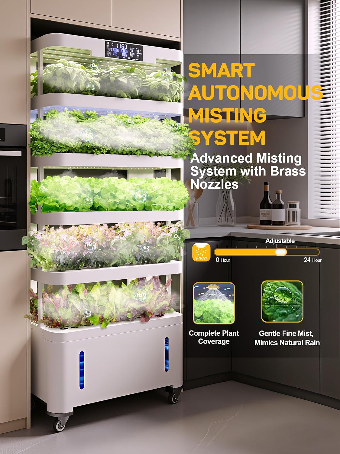 Large Hydroponics Growing System,148 Pod Vertical Indoor Garden Tower | hydroponic tower, Full-Spectrum Grow Lights