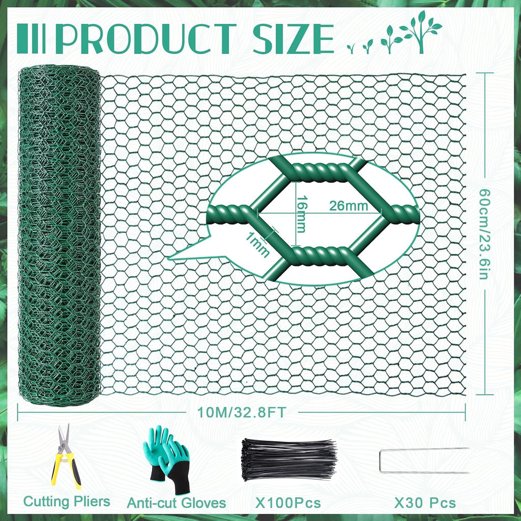 32.8ftx24In Plant Protectors from Animals,Plant Cages for Outdoor Plants | Wire Plant Protector Cage,Wire Plant
