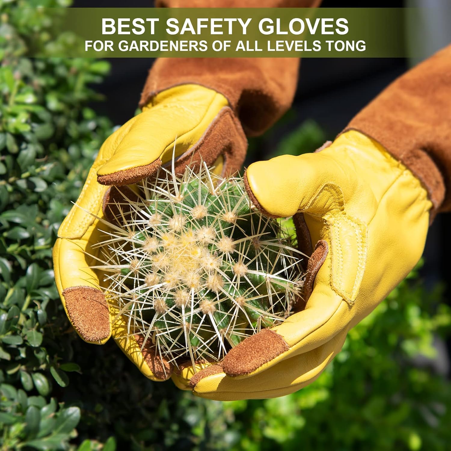 Long Gardening Gloves for Women Thorn Proof,Rose Pruning Cowhide Leather Garden Glove for Cactus, Rose and Blackberry