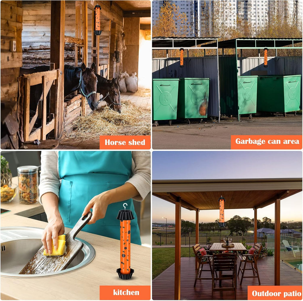 12 Pcs Sticky Fly Trap Fly Stick Indoor Outdoor Long Lasting Adhesive Fly Catcher with Hanging Hook for Wasps Gnats
