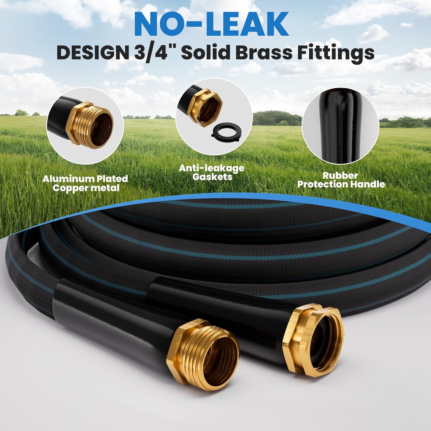 100FT Non-Expanding Garden Hose, Ultra Lightweight Water Hose, Kink-Free, Burst-Resistant, Durable & Flexible Hose