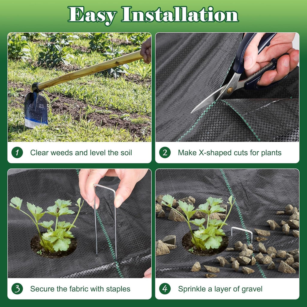 4FT x 100FT Landscape Fabric Weed Barrier Fabric, Heavy Duty 3.2oz Ground Cover Geotextile Fabric for Gardening, with