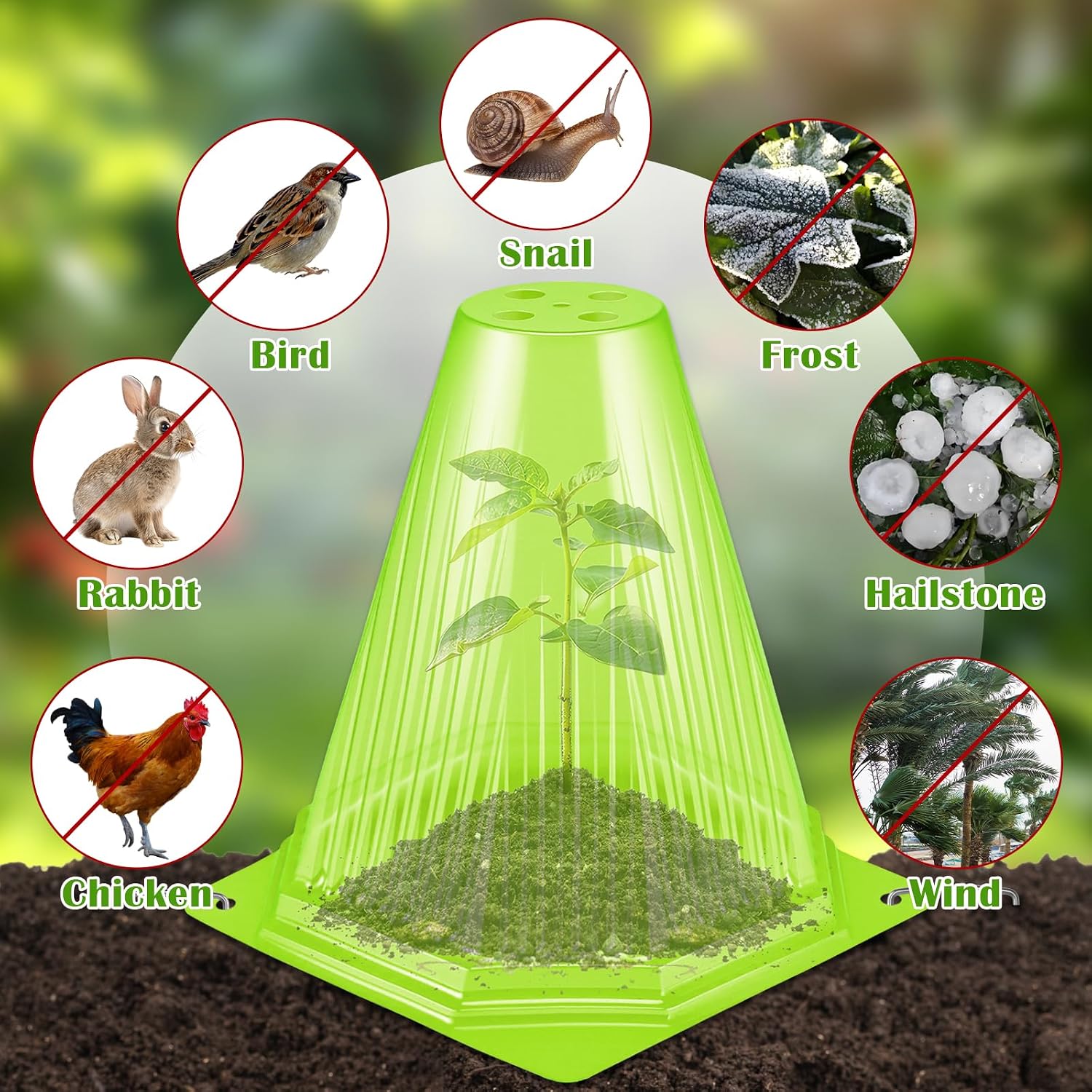 25PCS Garden Cloches for Plants with 50PCS Ground Stakes,Reusable Plant Bell Cover,Plastic Small Plant Seedling