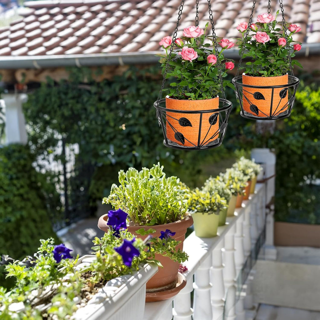 Goaste 2 Pack Metal Plant Hanger, Hanging Plant Holder with Ceiling Hook, Modern Plant Hanging Basket, Decorative