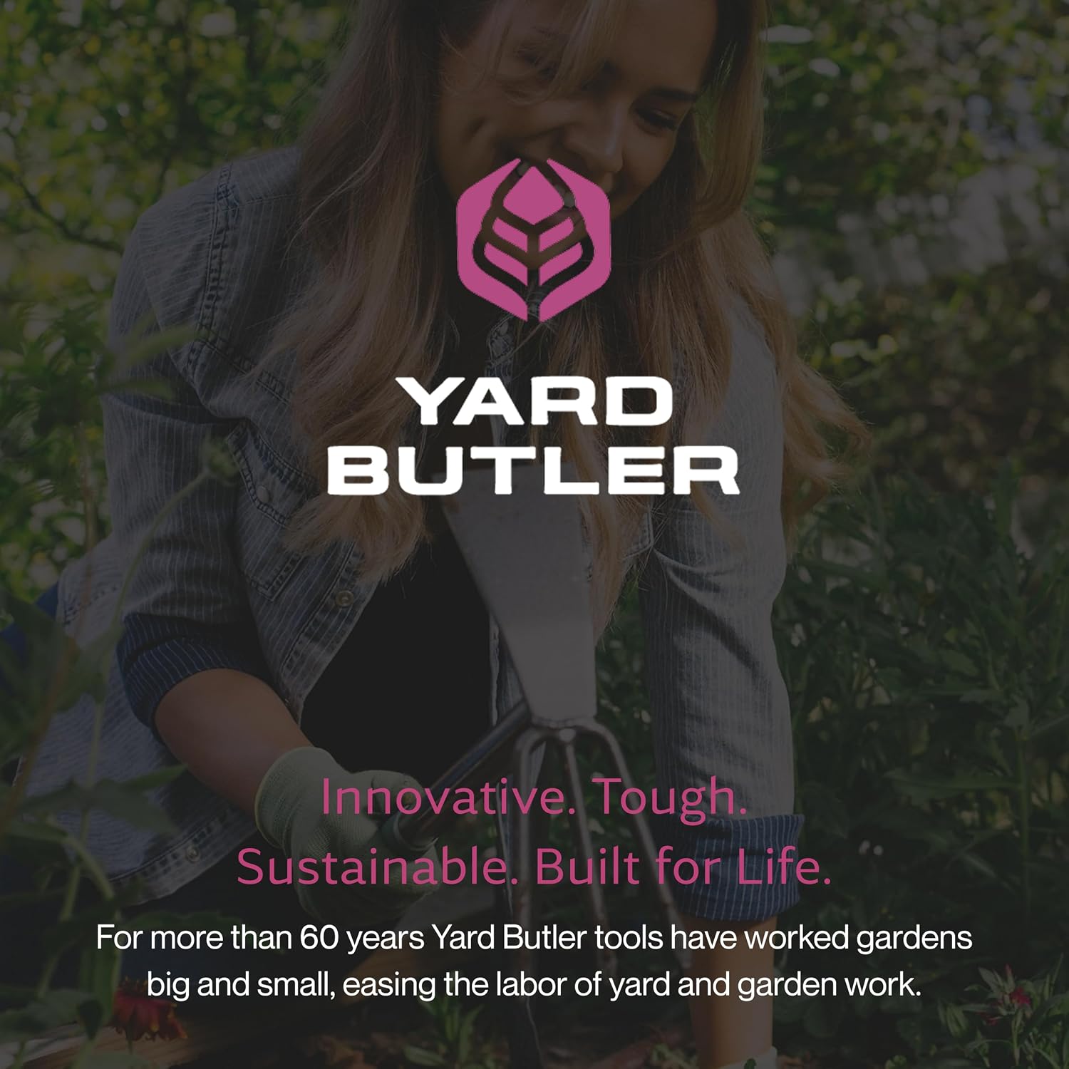 Yard Butler Terra Tiller Hand Cultivator, Rust-Resistant, ITT-4T | Loosens and Aerates Compacted Soil, Gardening Tool