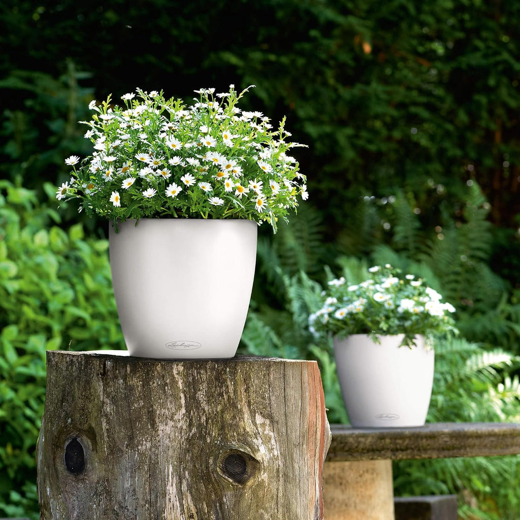 Lechuza Classico Color 28 White, Self-Watering Round Planter, D11 H10.2 in