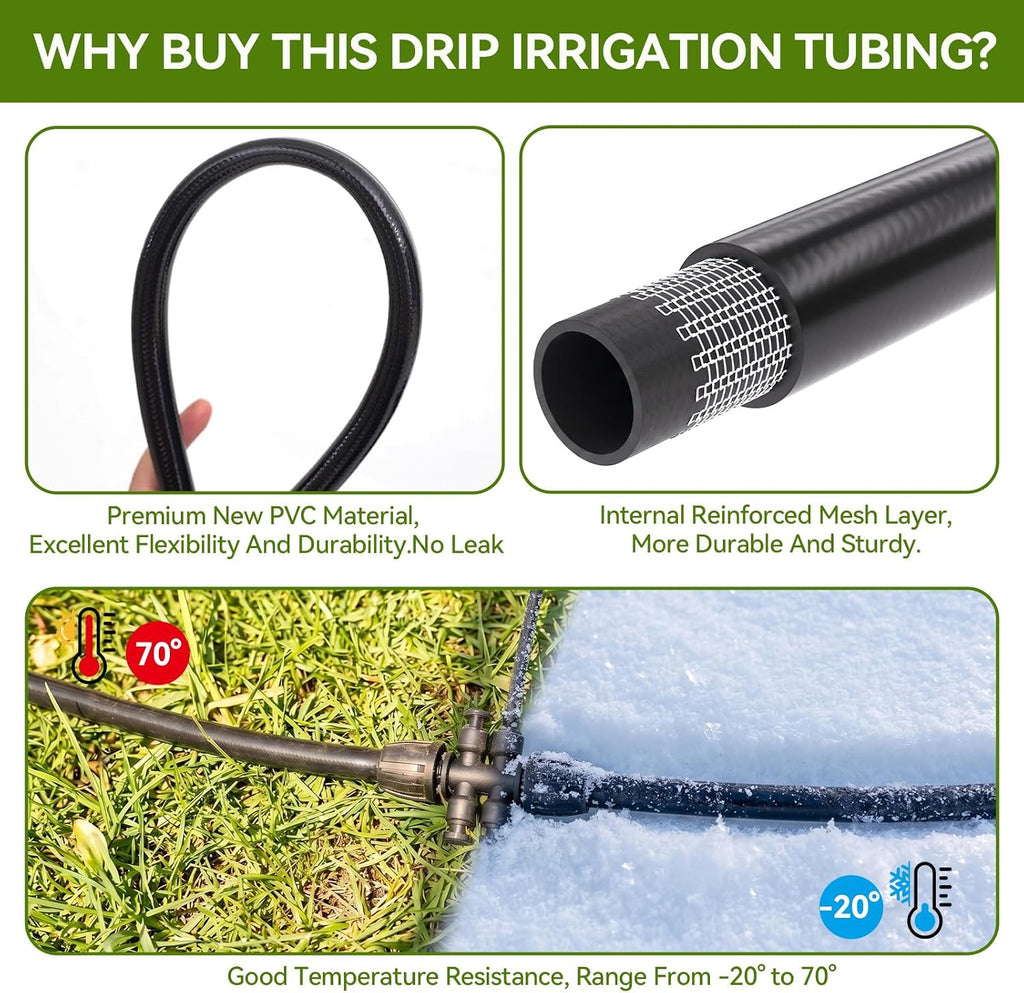 Inntop 40FT 1/2 Inch Drip Irrigation Tubing Extension Hose, 1/2" Main Line Watering Tube for Expanding Garden
