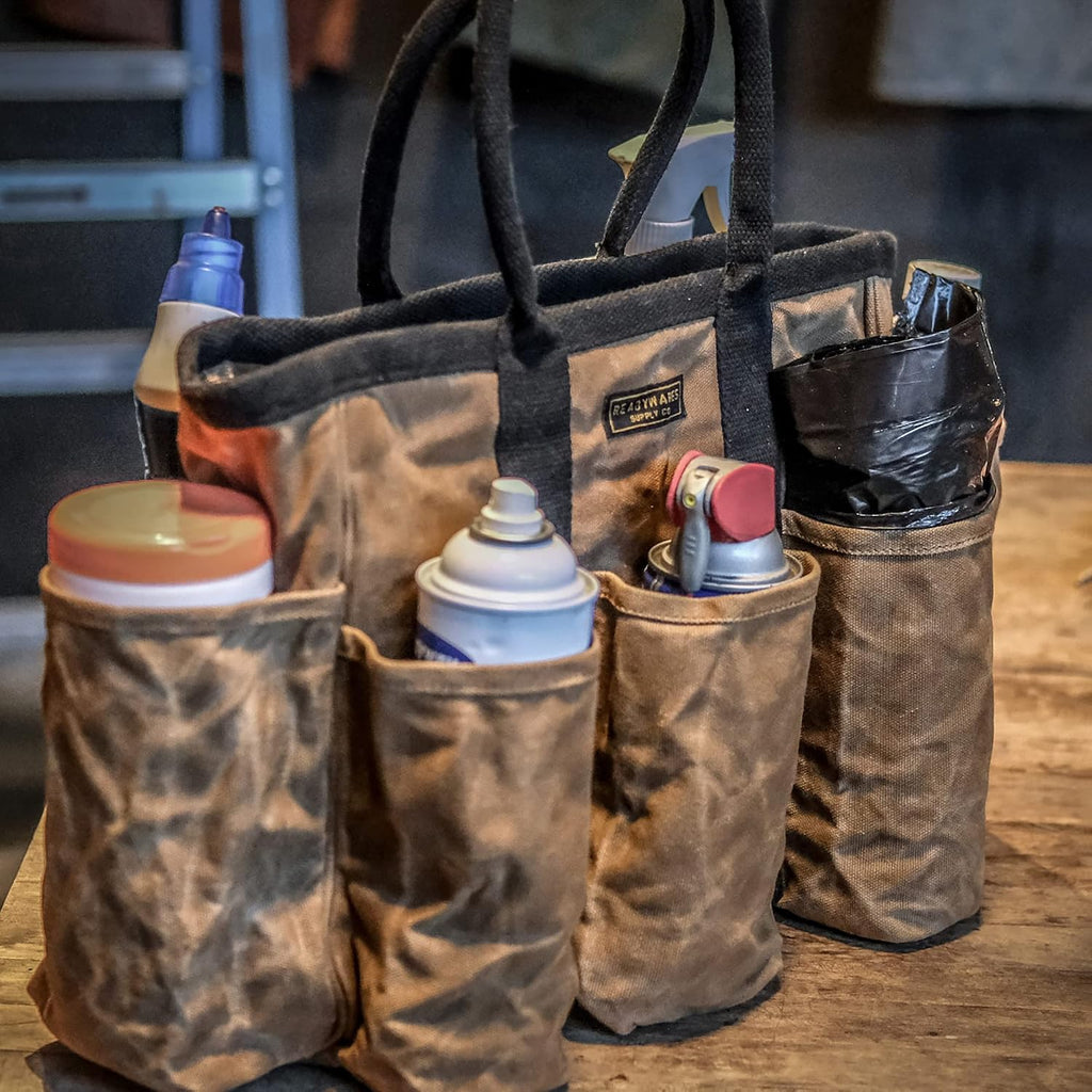 Readywares Supply Bag | 14" Waxed Canvas Gardening Tool Tote with Pockets