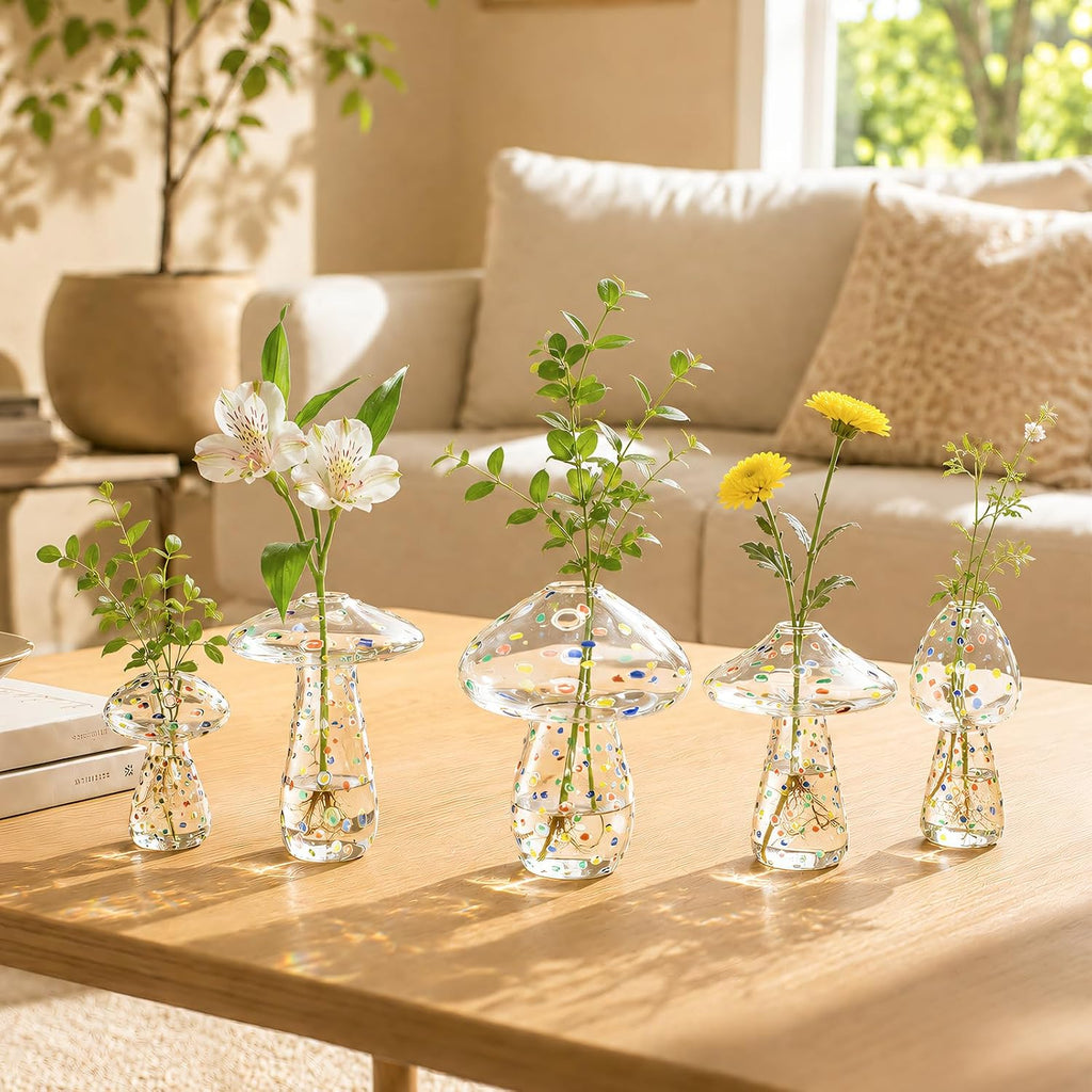 5Pcs Starry Glass Propagation Vases, 2.6mm Glass Vases, 6kg Suction Cups | Starry diamond dot glass design|Handcrafted