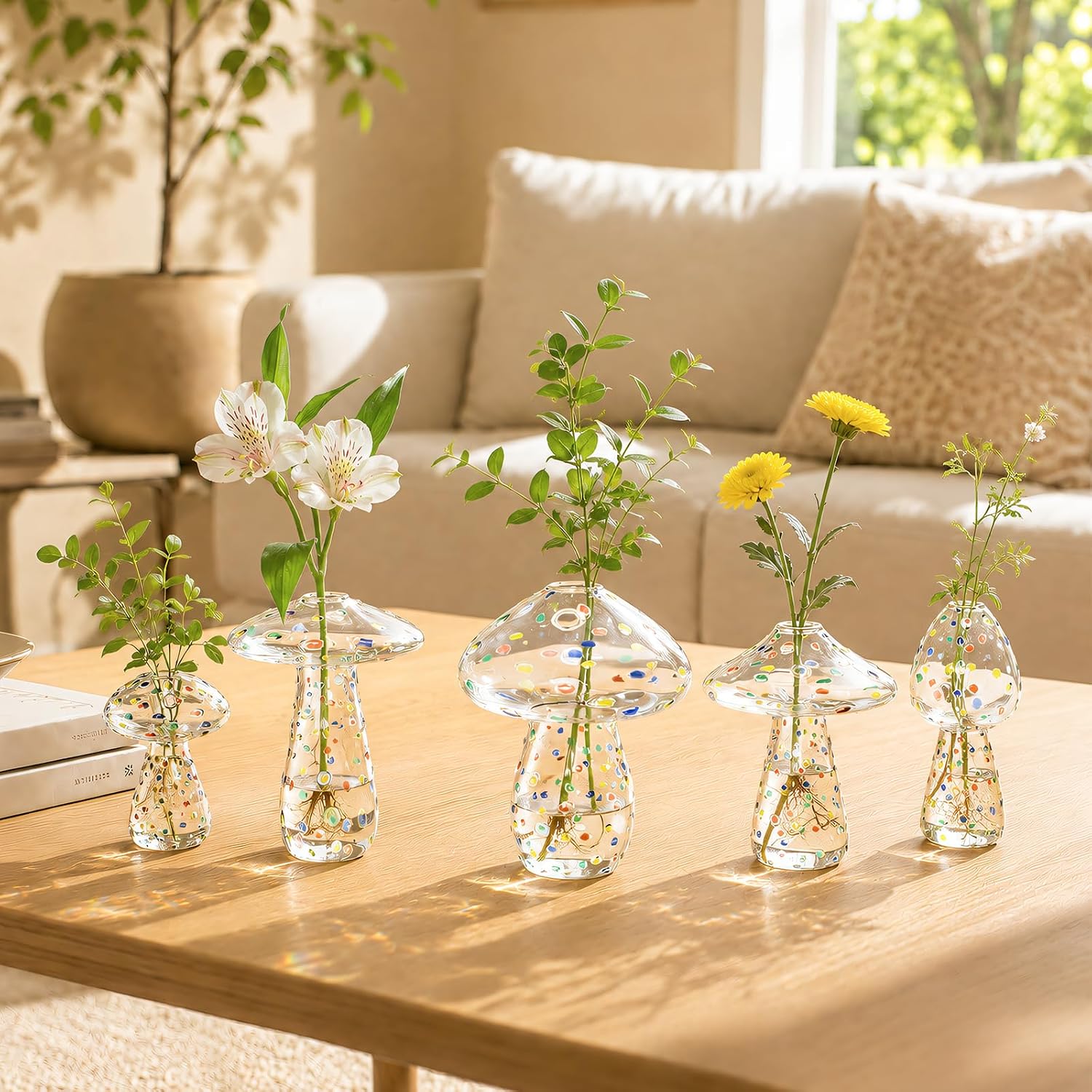 5Pcs Starry Glass Propagation Vases, 2.6mm Glass Vases, 6kg Suction Cups | Starry diamond dot glass design|Handcrafted