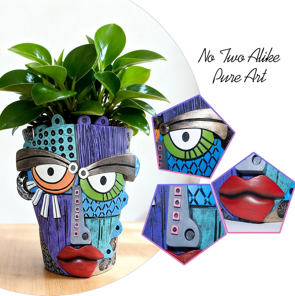 Midogaigai Abstract Face Planter Pots for Indoor Plants & Flowers Deco Gift | Funny Planter,Colorful Resin Flower Pots