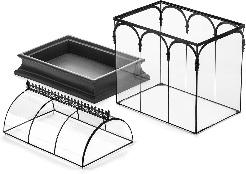H Potter Large Glass Terrarium 22 Inch Tall, Curved Glass Wardian Case Planter with Resin Base, Indoor Display for