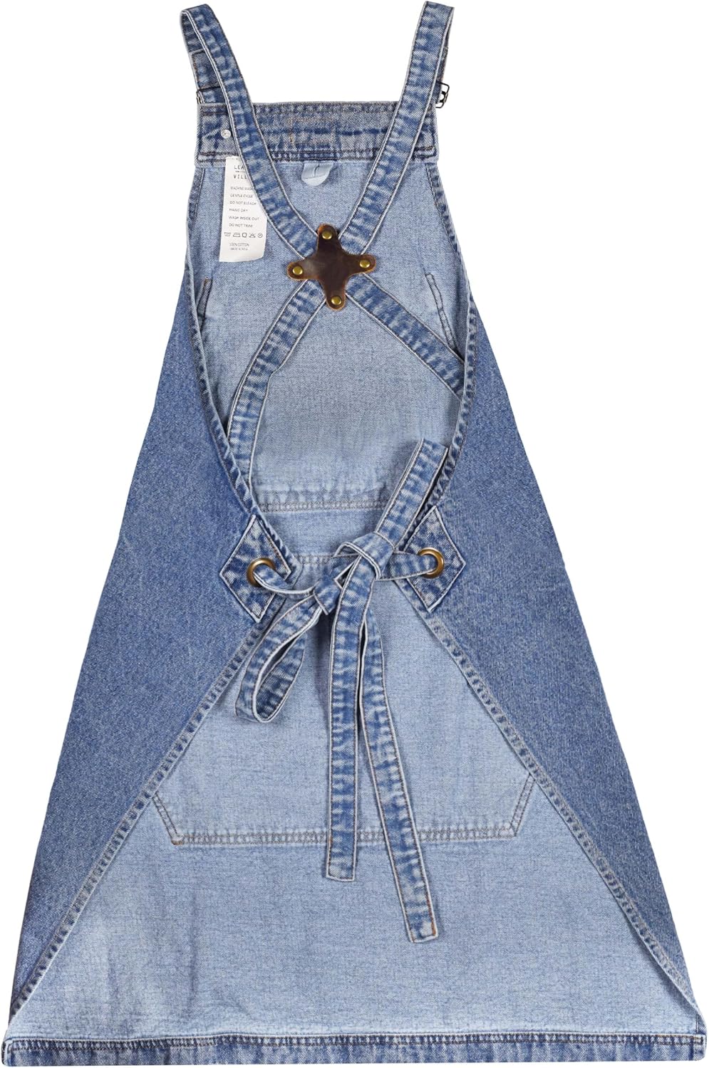 LEATHER VILLAGE Denim Apron with Pockets for Barista Hair Stylist Gardening Women Hairdresser Jean Work Apron Cross