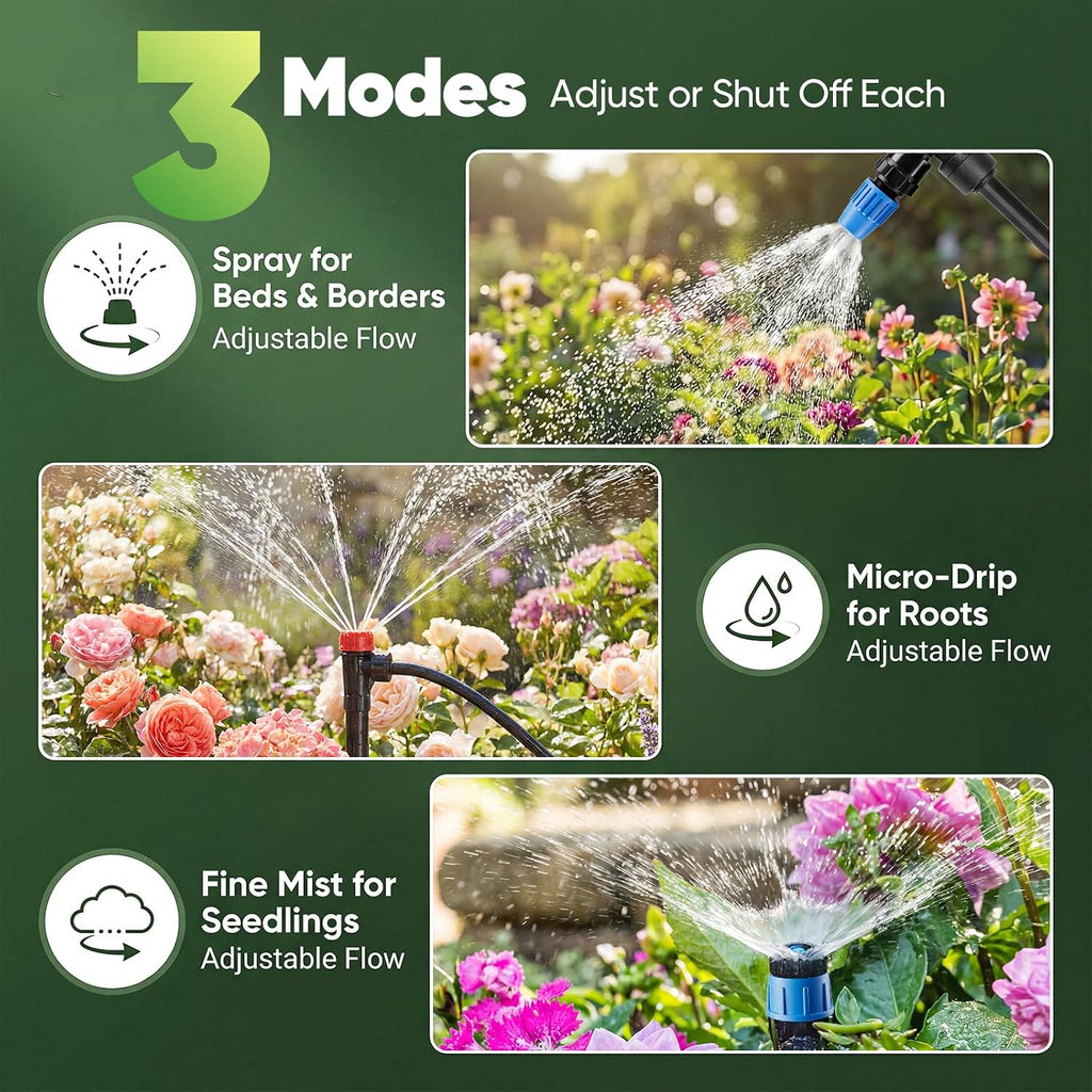 230 ft Drip Irrigation Kit with 1/2-Inch Main and 1/4-Inch Lines | Includes adjustable emitters and quick-connect