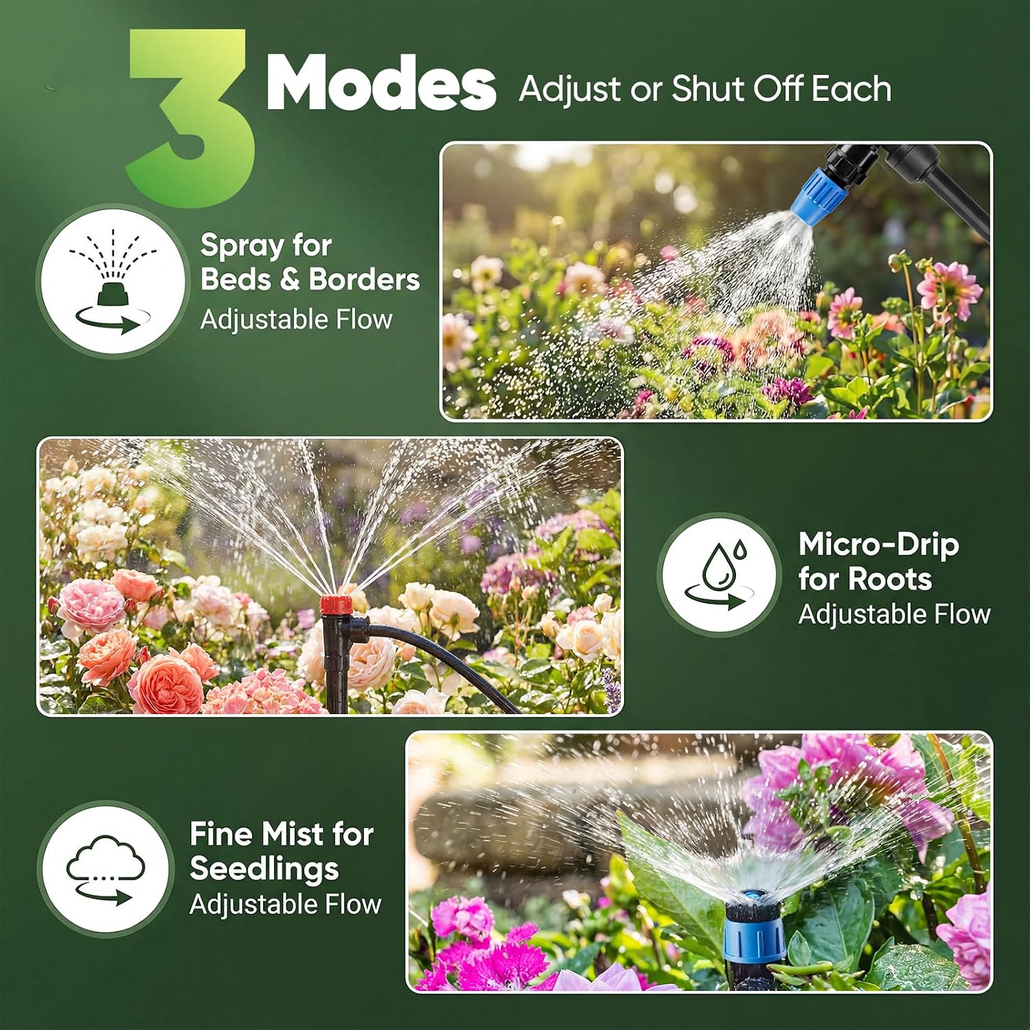 230 ft Drip Irrigation Kit with 1/2-Inch Main and 1/4-Inch Lines | Includes adjustable emitters and quick-connect