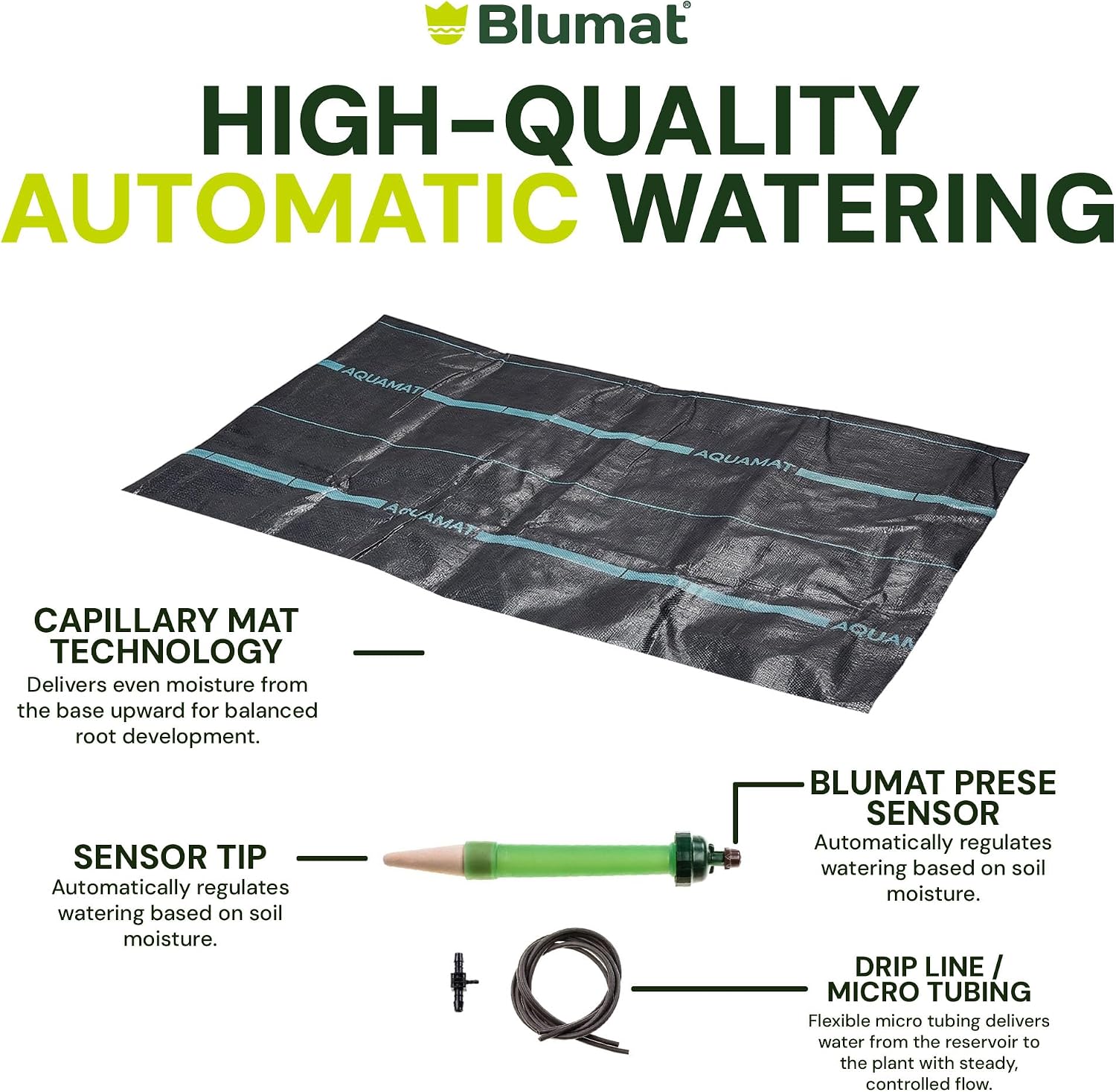 Grow Tent Irrigation Preset Blumat Kit for 2' x 4' Capillary Mat (Bucket not Included)