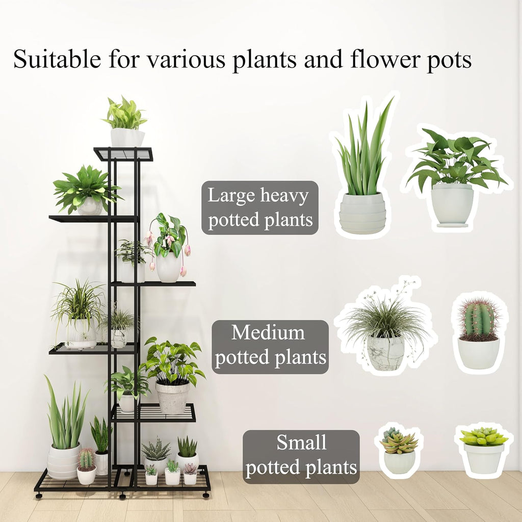Plant Stand Indoor Outdoor Plant Stands for Patio 6 Tier Tall Plant Stand Metal Flower Shelf Multilayer Flower Holder